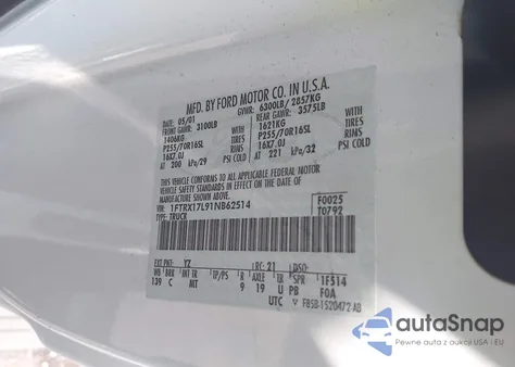 2001 Ford F-150 Lariat/Xl/Xlt из США, поврежденный, VIN 1FTRX17L91NB62514